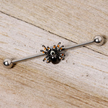 Load image into Gallery viewer, 14G Tarantula Spider Halloween Industrial Barbell 38mm