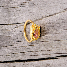 Load image into Gallery viewer, 20G 5/16 Pink Gem Gold Tone Tulip Flower Nose Hoop