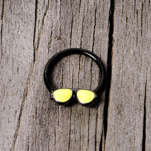 Load image into Gallery viewer, 16G 3/8 Black Yellow Aviator Sunglasses Hinged Segment Ring