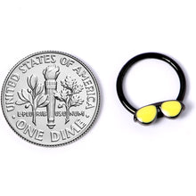 Load image into Gallery viewer, 16G 3/8 Black Yellow Aviator Sunglasses Hinged Segment Ring
