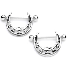 Load image into Gallery viewer, 14G 7/8 Starry Crescent Moon Nipple Shield Set