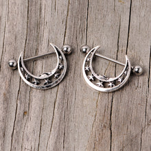 Load image into Gallery viewer, 14G 7/8 Starry Crescent Moon Nipple Shield Set