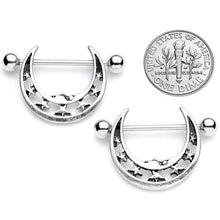 Load image into Gallery viewer, 14G 7/8 Starry Crescent Moon Nipple Shield Set