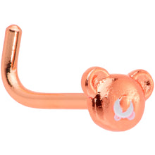 Load image into Gallery viewer, 18G 5/16 Rose Gold Tone Tiny Teddy Bear L Shaped Nose Ring