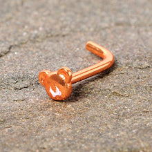 Load image into Gallery viewer, 18G 5/16 Rose Gold Tone Tiny Teddy Bear L Shaped Nose Ring