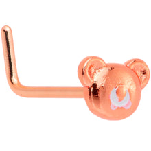 Load image into Gallery viewer, 20G 5/16 Rose Gold Tone Tiny Teddy Bear L Shaped Nose Ring