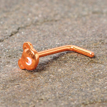 Load image into Gallery viewer, 20G 5/16 Rose Gold Tone Tiny Teddy Bear L Shaped Nose Ring