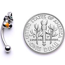 Load image into Gallery viewer, 16G 5/16 Black Green Witches Hat Halloween Curved Eyebrow Ring
