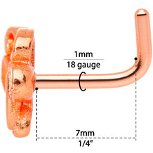 Load image into Gallery viewer, 18G 1/4 Pink Orange Rose Gold Tone Butterfly L Shaped Nose Ring