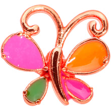 Load image into Gallery viewer, 20G 1/4 Pink Orange Rose Gold Tone Butterfly L Shaped Nose Ring