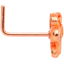Load image into Gallery viewer, 22G 1/4 Pink Orange Rose Gold Tone Butterfly L Shaped Nose Ring