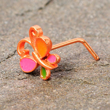 Load image into Gallery viewer, 22G 1/4 Pink Orange Rose Gold Tone Butterfly L Shaped Nose Ring