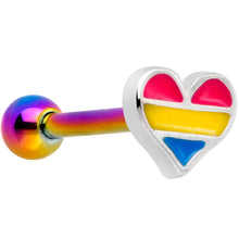Load image into Gallery viewer, 16G 5/16 Pink Blue Rainbow Pansexual Pride Heart Cartilage Tragus