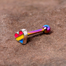Load image into Gallery viewer, 16G 5/16 Pink Blue Rainbow Pansexual Pride Heart Cartilage Tragus