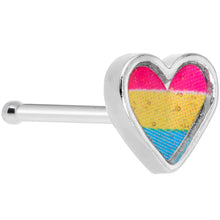 Load image into Gallery viewer, 20G 5/16 Red Yellow Blue Pansexual Pride Heart Nose Bone