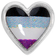 Load image into Gallery viewer, 20G 5/16 Black Grey Purple Asexual Pride Heart L Shaped Nose Ring