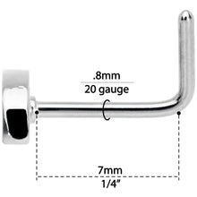 Load image into Gallery viewer, 20G 1/4 Red Yellow Blue Pride Rainbow L Shaped Nose Ring