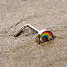 Load image into Gallery viewer, 20G 1/4 Red Yellow Blue Pride Rainbow L Shaped Nose Ring