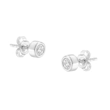 Load image into Gallery viewer, 10K White Gold 1/4 Cttw Round Brilliant-Cut Near Colorless Diamond Bezel-Set Stud Earrings (H-I Color, I1-I2 Clarity)
