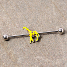 Load image into Gallery viewer, 14G Yellow Brown Giraffe Industrial Barbell 38mm