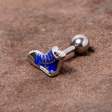 Load image into Gallery viewer, 16G 1/4 Blue High Top Sneaker Cartilage Tragus Earring
