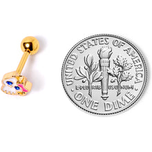 Load image into Gallery viewer, 16G 1/4 Blue Gem Gold Tone Sweet Kitty Cat Cartilage Tragus