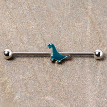 Load image into Gallery viewer, 14G Darling Green Dinosaur Industrial Barbell 38mm