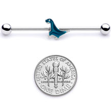 Load image into Gallery viewer, 14G Darling Green Dinosaur Industrial Barbell 38mm