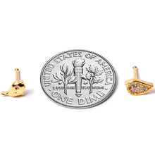 Load image into Gallery viewer, 20G 1/4 Clear CZ Gem Gold Tone Little Birds Nose Bone Set of 2