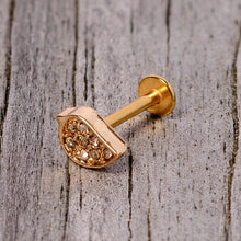 Load image into Gallery viewer, 16G 5/16 Clear CZ Gem Gold Tone Swirl Labret Monroe Tragus