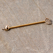 Load image into Gallery viewer, 14G Clear Gem Gold Tone Little Birds Industrial Barbell 38mm