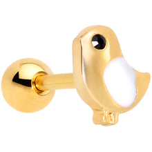 Load image into Gallery viewer, 16G 1/4 Black Gem Gold Tone Baby Bird Cartilage Tragus Earring