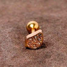 Load image into Gallery viewer, 16G 1/4 Clear CZ Gem Gold Tone Swirl Cartilage Tragus Earring