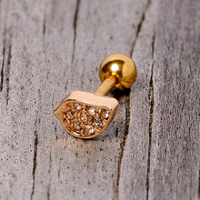 Load image into Gallery viewer, 16G 1/4 Clear CZ Gem Gold Tone Swirl Cartilage Tragus Earring