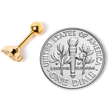 Load image into Gallery viewer, 16G 1/4 Clear CZ Gem Gold Tone Swirl Cartilage Tragus Earring