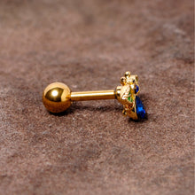 Load image into Gallery viewer, 16G 1/4 Blue Gem Gold Tone Colorful Bee Cartilage Tragus Earring