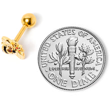 Load image into Gallery viewer, 16G 1/4 Clear Black Gem Gold Tone Honey Bee Cartilage Tragus