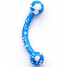 Load image into Gallery viewer, 16G 5/16 Blue White Glow in the Dark Curved Eyebrow Ring