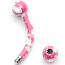 Load image into Gallery viewer, 16G 5/16 Pink White Glow in the Dark Curved Eyebrow Ring