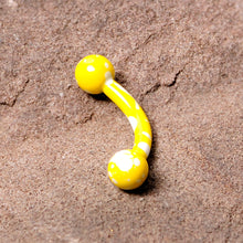 Load image into Gallery viewer, 16G 5/16 Yellow White Glow in the Dark Curved Eyebrow Ring