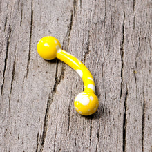 Load image into Gallery viewer, 16G 5/16 Yellow White Glow in the Dark Curved Eyebrow Ring