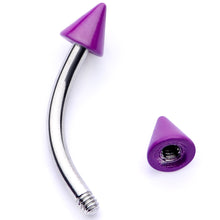 Load image into Gallery viewer, 16G 5/16 Purple Cone End Curved Eyebrow Ring