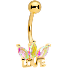 Load image into Gallery viewer, Aurora Gem Gold Tone Crown of Love Belly Ring