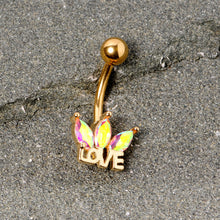 Load image into Gallery viewer, Aurora Gem Gold Tone Crown of Love Belly Ring