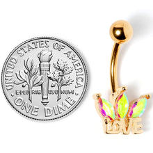 Load image into Gallery viewer, Aurora Gem Gold Tone Crown of Love Belly Ring