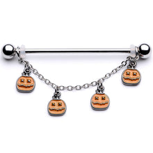Load image into Gallery viewer, 14G Pumpkin Patch Halloween Chain Dangle Industrial Barbell 38mm