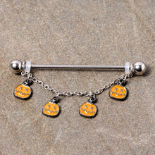 Load image into Gallery viewer, 14G Pumpkin Patch Halloween Chain Dangle Industrial Barbell 38mm