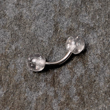 Load image into Gallery viewer, 16G 1/4 Clear Speckled Acrylic Ends Curved Barbell