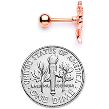 Load image into Gallery viewer, 16G 1/4 Clear CZ Gem Rose Gold Tone Butterfly Trio Cartilage Tragus