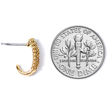 Load image into Gallery viewer, 20G 5/16 Clear Gem Gold Tone Texture Faux Hoop L Shaped Nose Ring